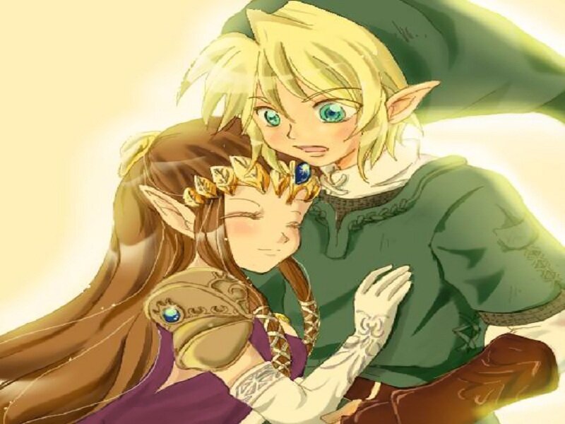 Link and Zelda embrace