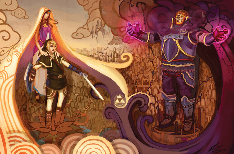 Link and Zelda face Ganondorf