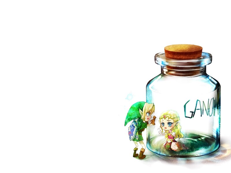 Link and Zelda in a Bottle