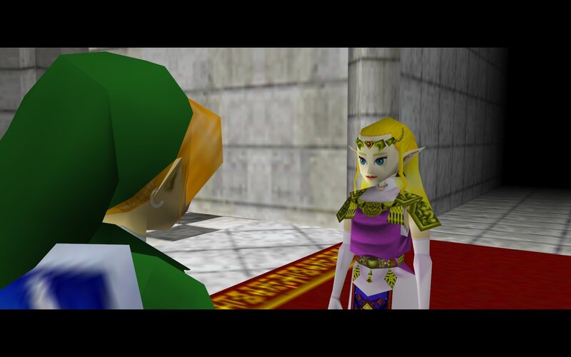 Link and Zelda in a castle