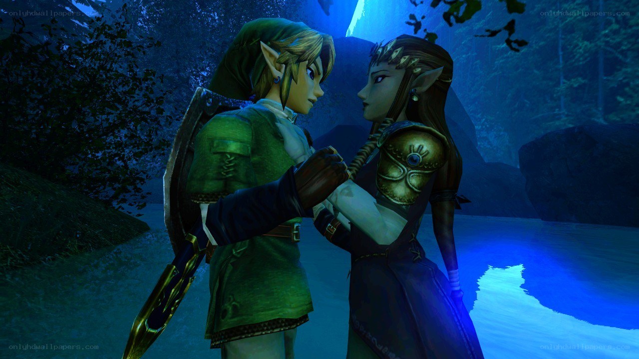 Link and Zelda in a forest