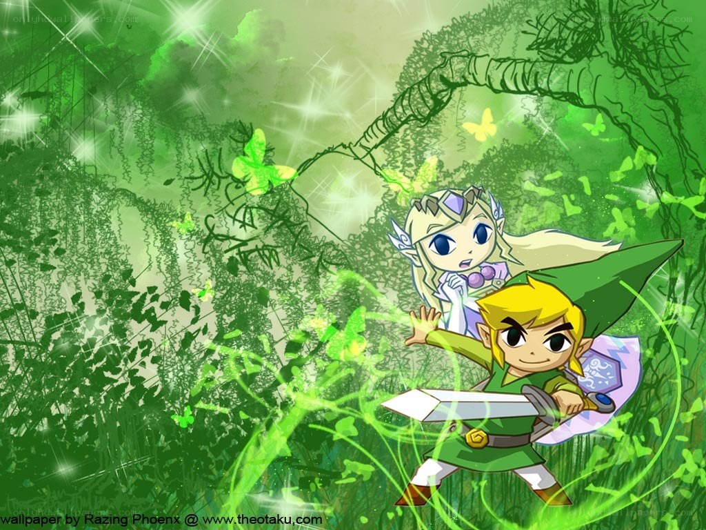 Link and Zelda in a green forest