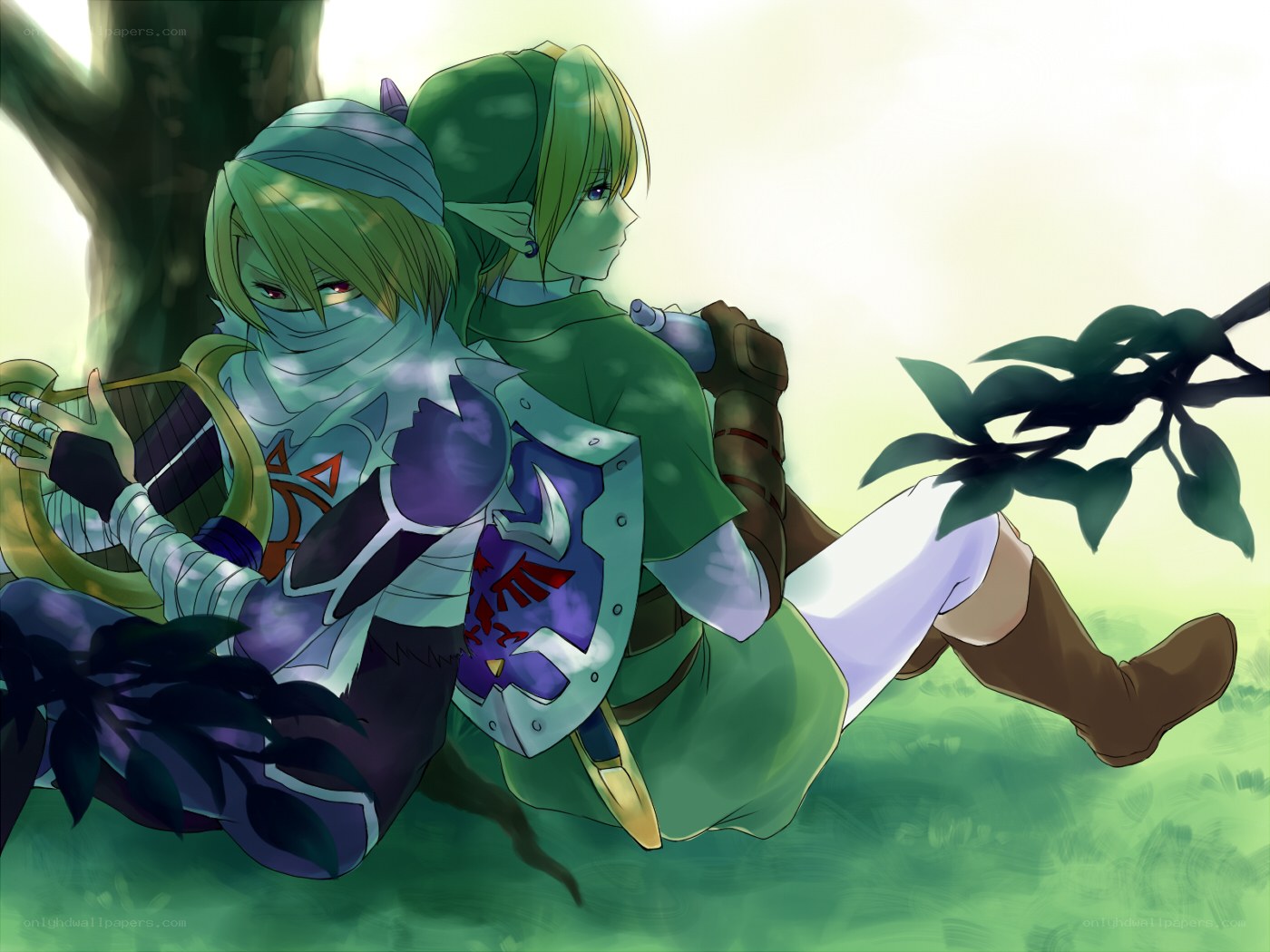 Link and Zelda in forest