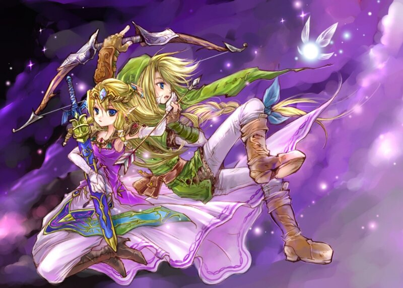 Link and Zelda in Space