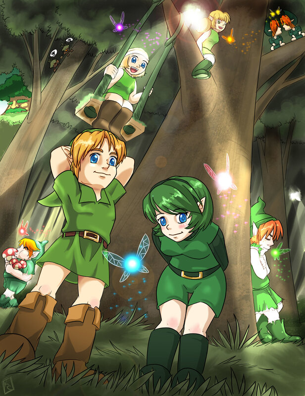 Link and Zelda in the forest