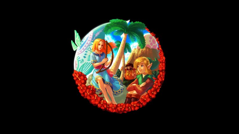Link and Zelda in Tropical Scene