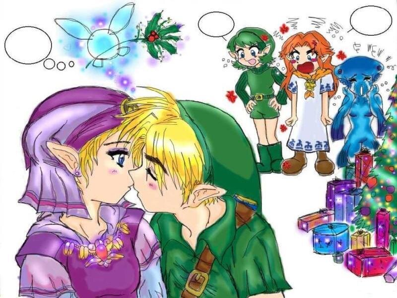 Link and Zelda Kissing