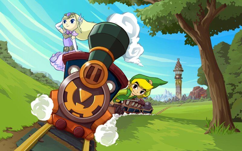 Link and Zelda on a Train — Green, Cheerful