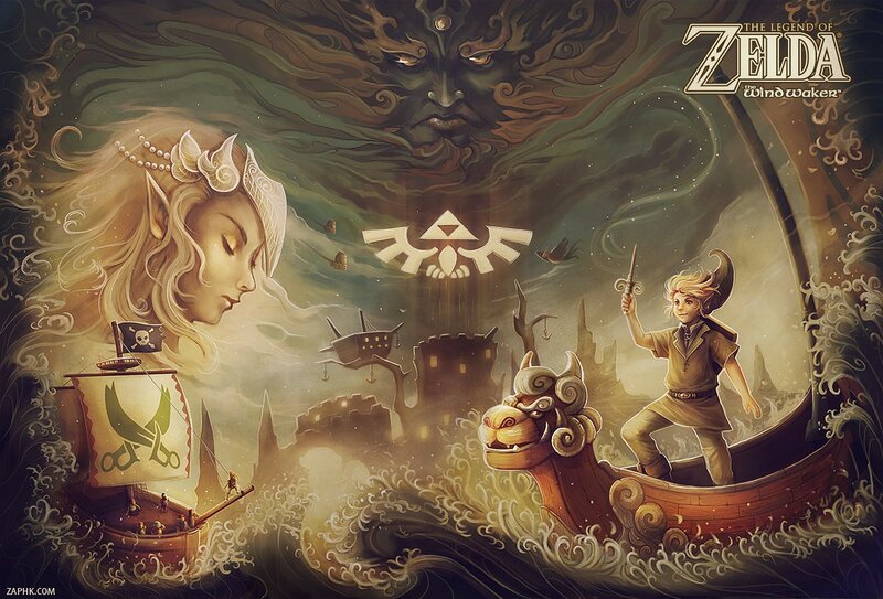 Link and Zelda on Boats
