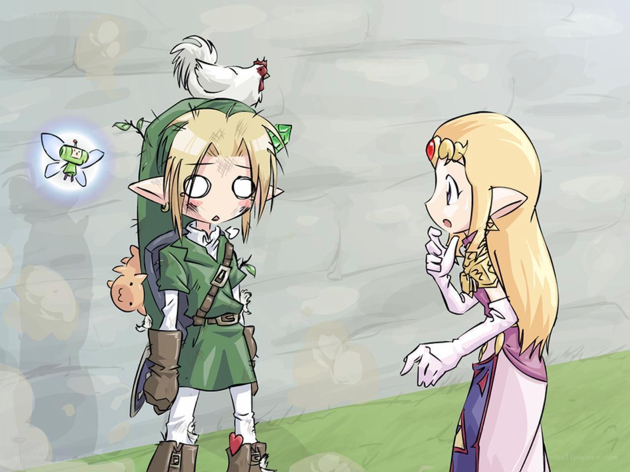 Link and Zelda with chicken
