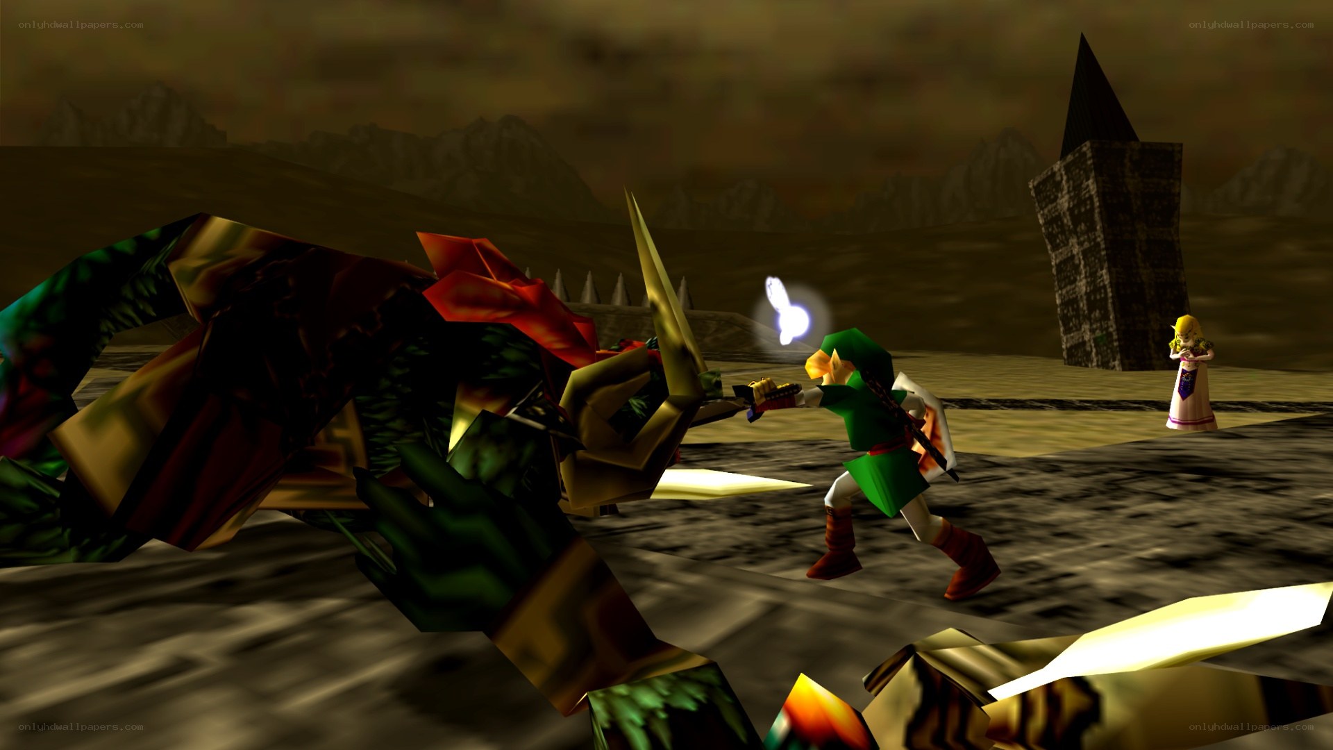 Link battles a giant monster