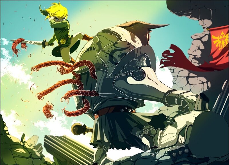 Link battles a giant