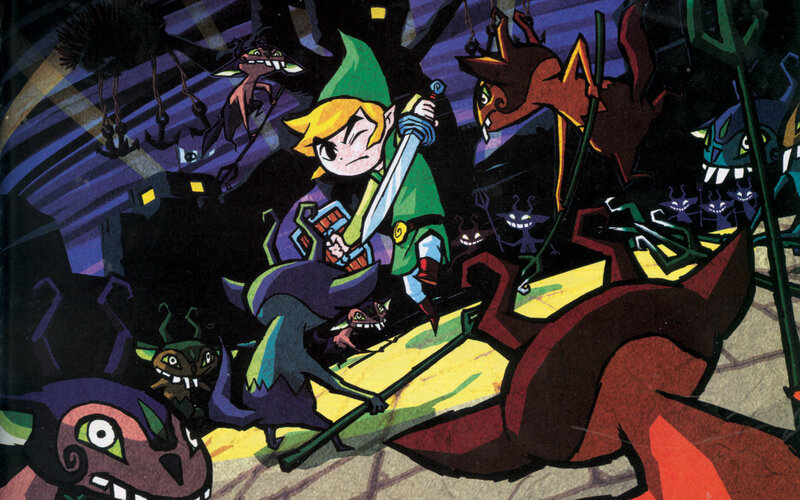 Link battles monsters in dark dungeon