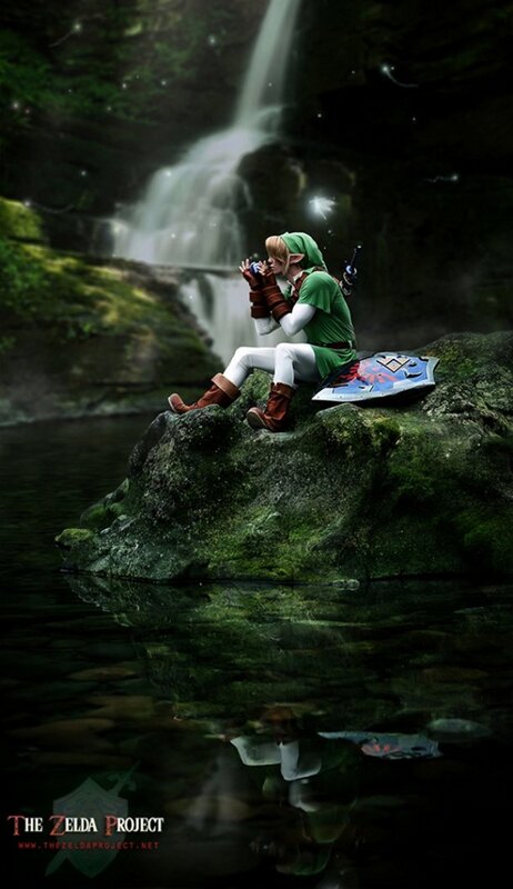 Link by a waterfall