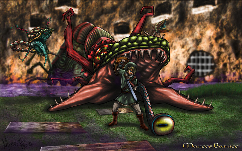 Link defeats a giant monster