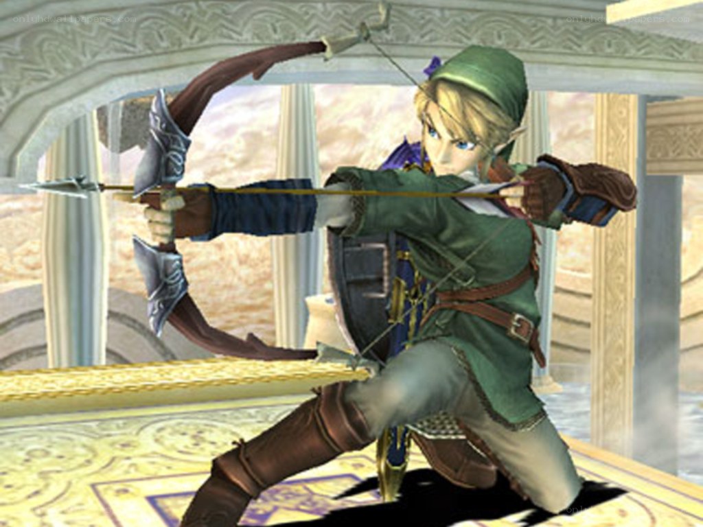 Link drawing bow in palace