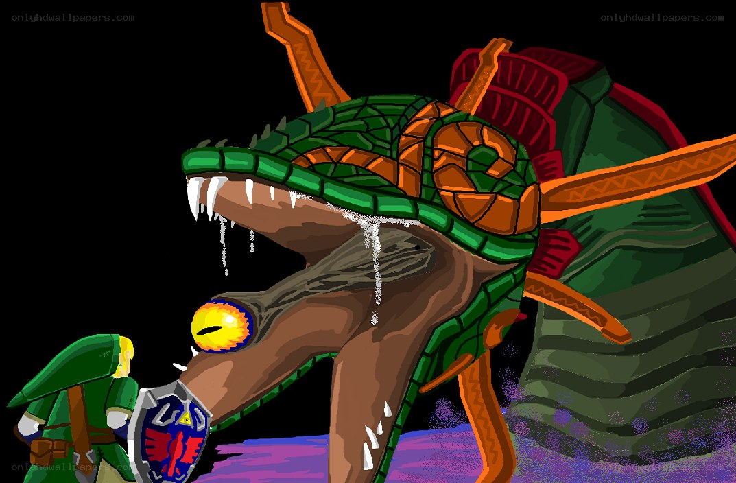Link faces a giant serpent