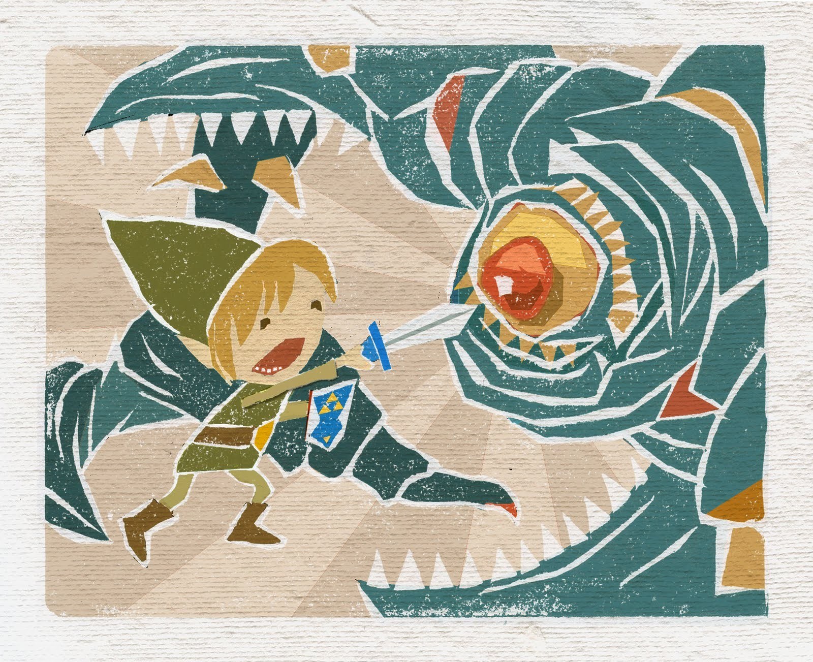 Link fighting a monster