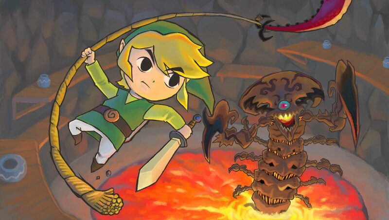Link Fighting a Monster — Green