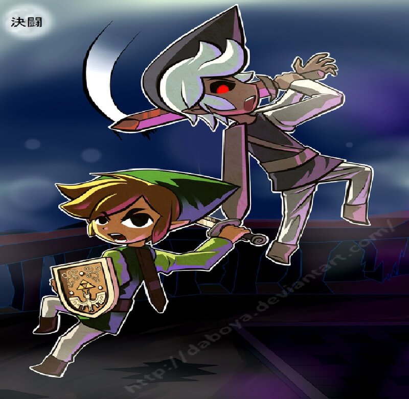 Link Fighting a Monster — Purple
