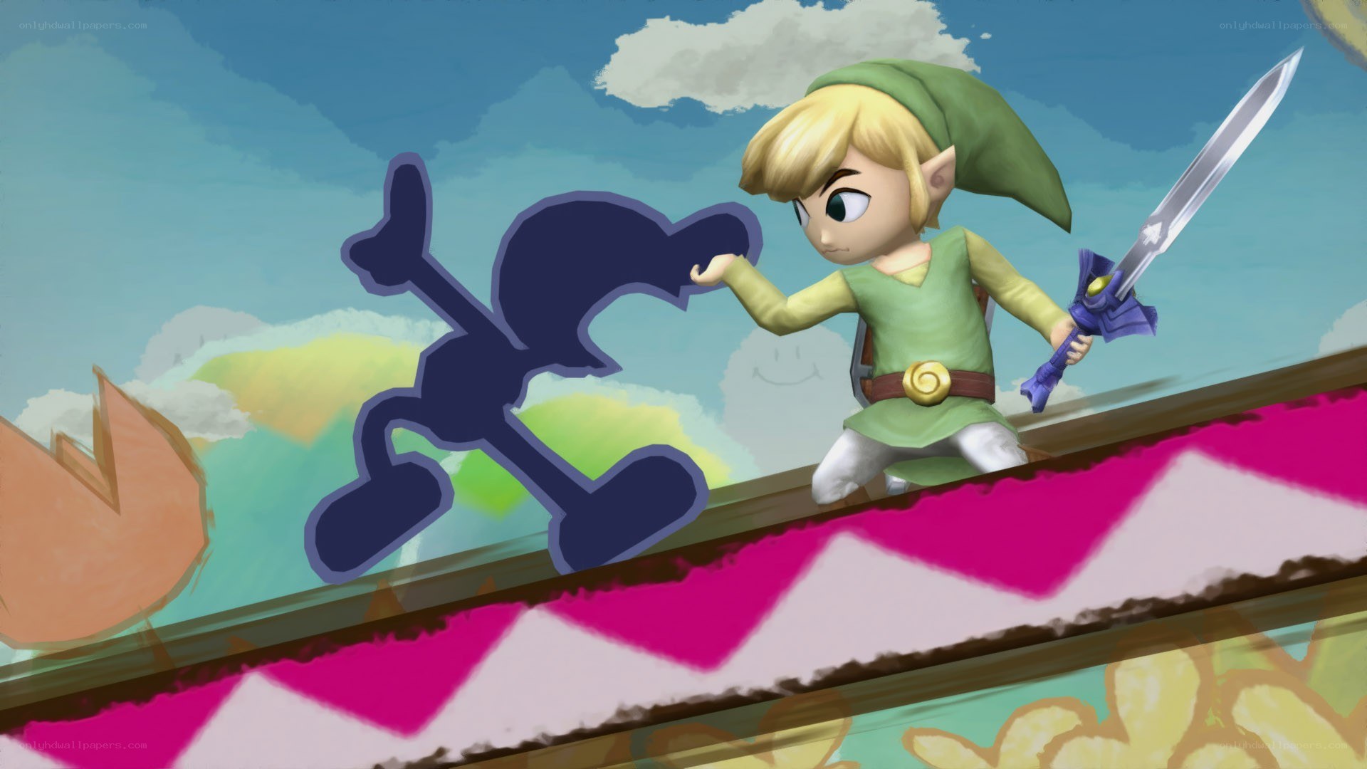 Link fighting a shadow enemy