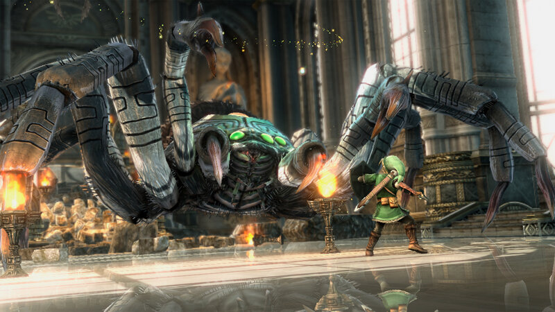 Link fights a giant spider