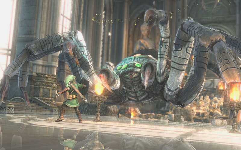 Link fights a giant spider