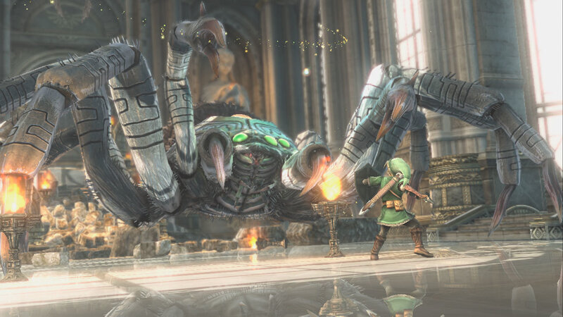 Link fights a giant spider