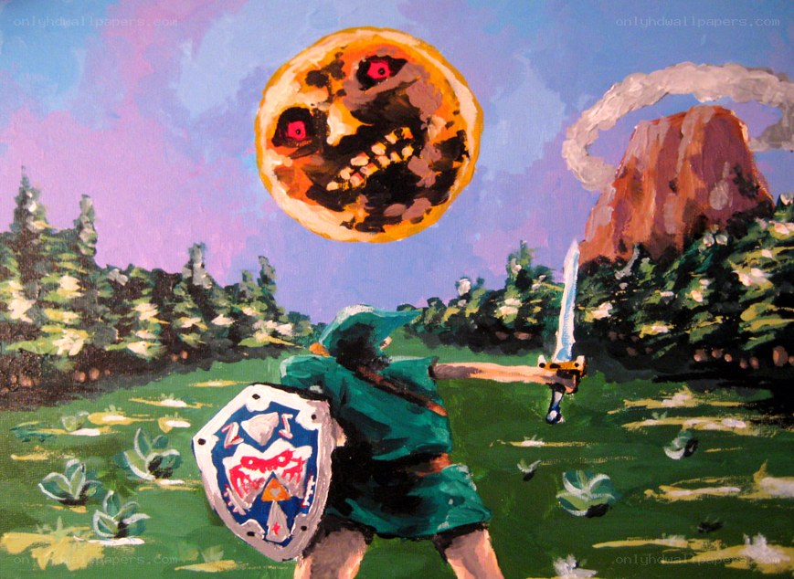 Link fights a moon monster