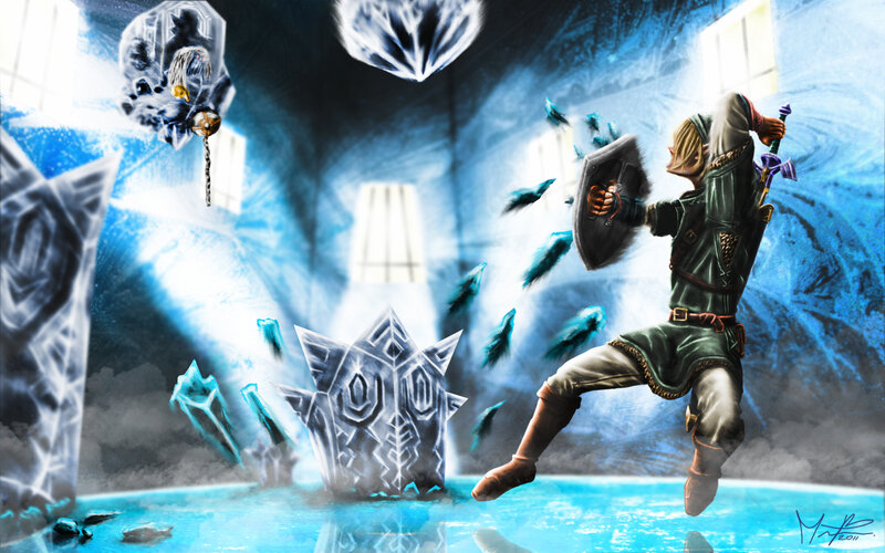 Link fights ice monsters