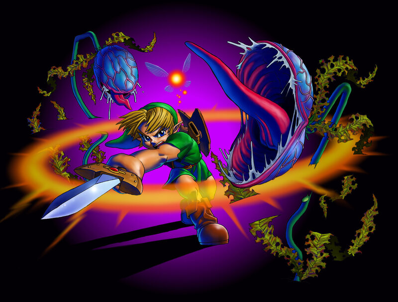 Link fights plant monsters