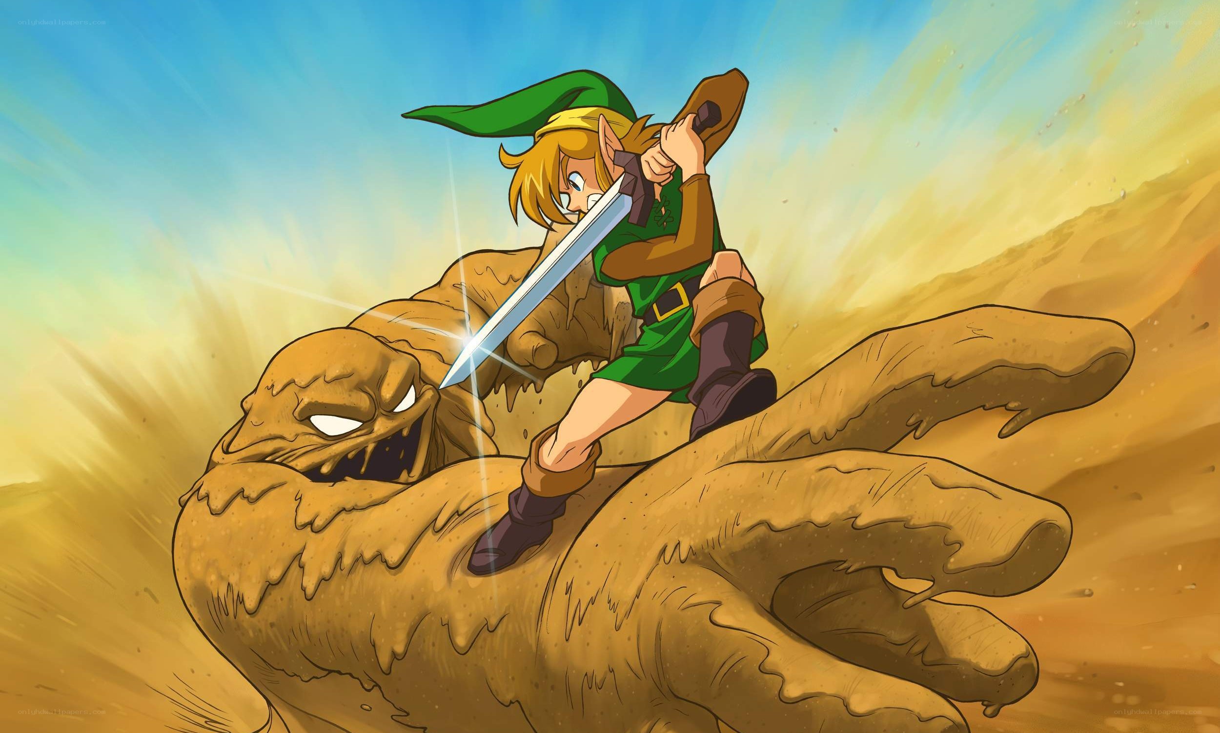 Link fights sand monster