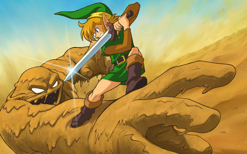 Link fights sand monster