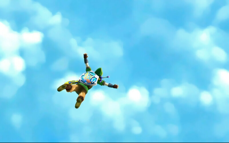 Link gliding through the sky