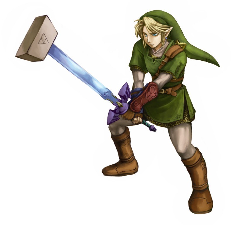 Link holding a hammer