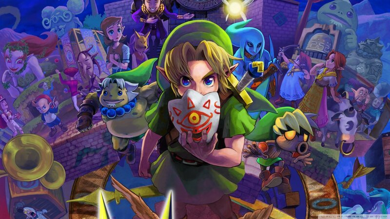 Link Holding a Mask — Green, Adventurous