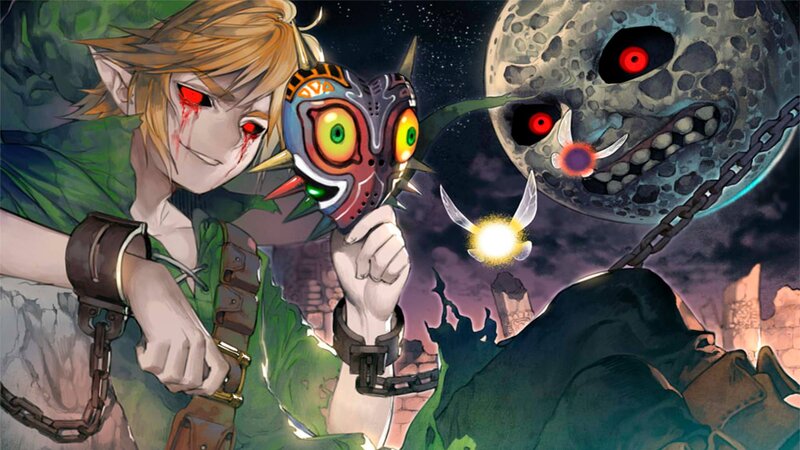 Link Holding a Mask — Green, Dramatic, Night