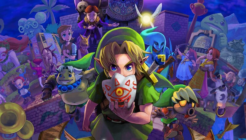 Link Holding a Mask — Green, Dramatic