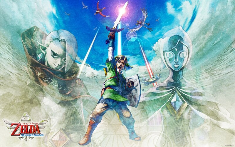 Link Holding a Sword — Blue, Dramatic, Digital Art