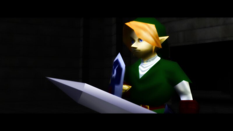 Link Holding a Sword — Green, Dramatic, Night, 3d Render