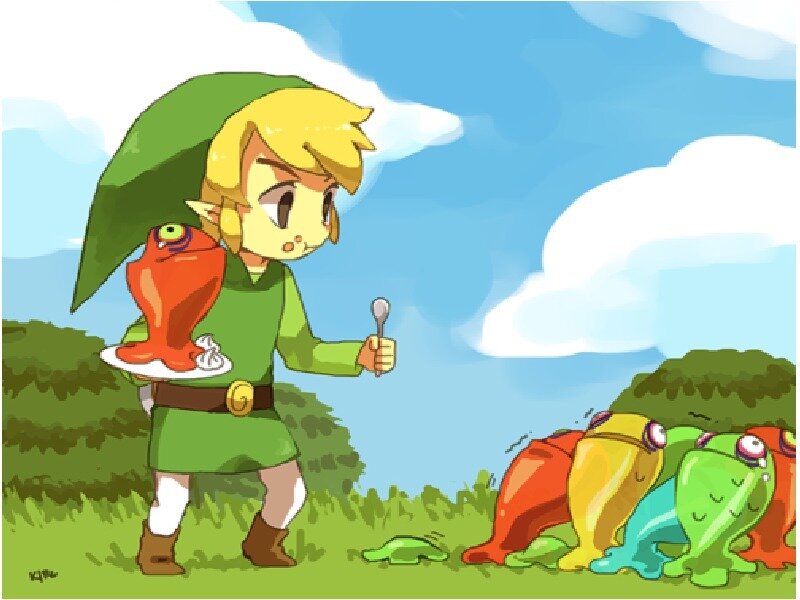 Link Holding Fish on Plate