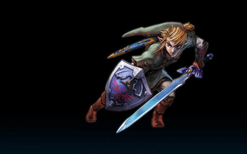 Link Holding Sword and Shield — Black