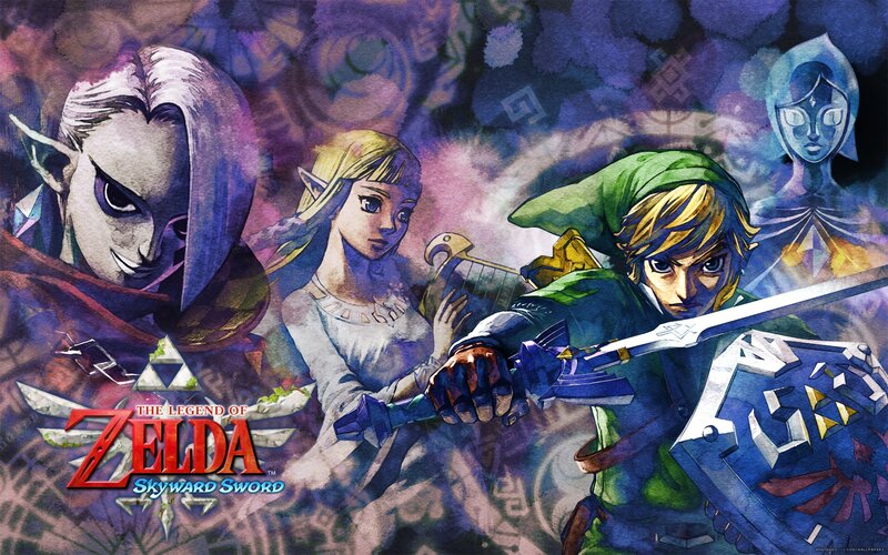Link Holding Sword and Shield — Blue, Dramatic