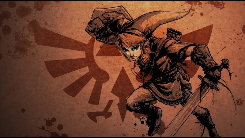 Link Holding Sword and Shield — Brown