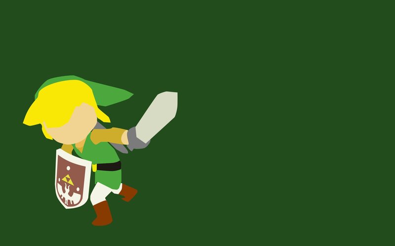 Link Holding Sword and Shield — Green, Action