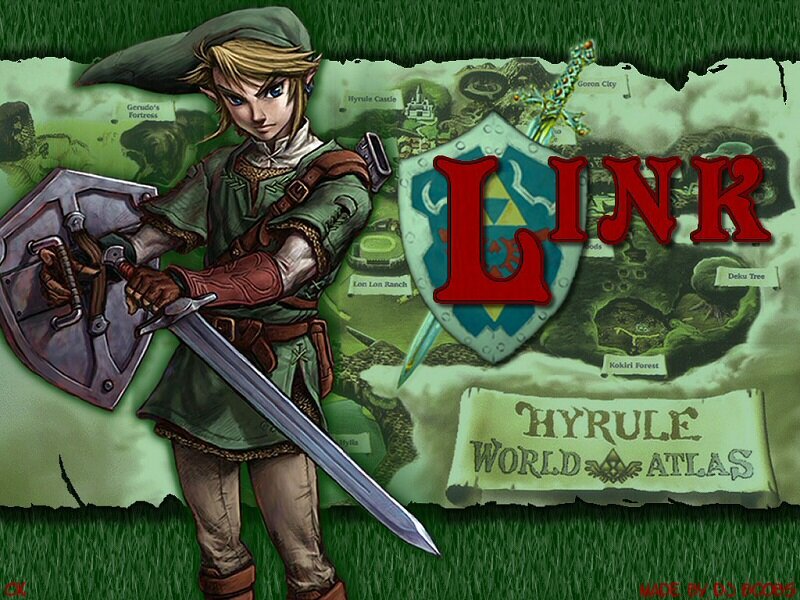 Link Holding Sword and Shield — Green, Adventurous