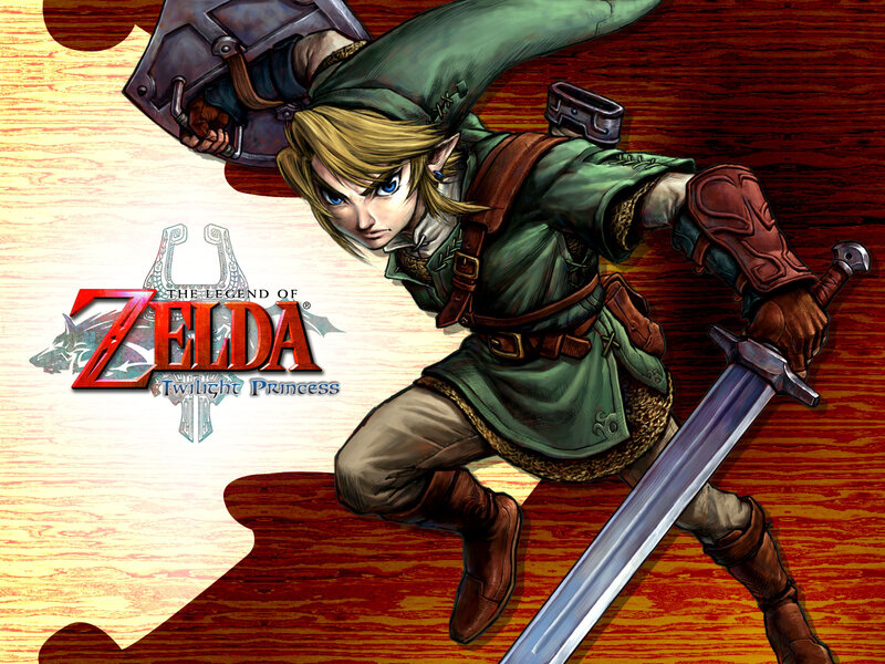 Link Holding Sword and Shield — Green, Dramatic, Digital Art, Green Tunic