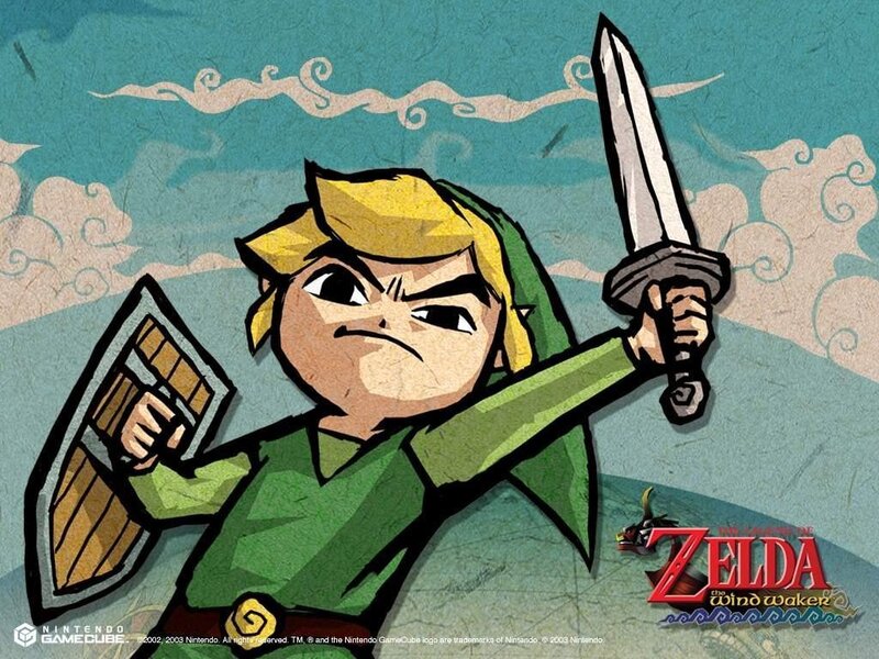 Link Holding Sword and Shield — Green