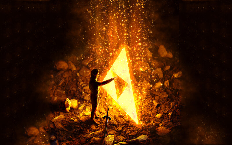 Link holding the Triforce