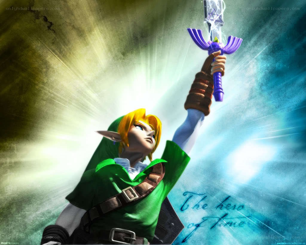 Link holds the Master Sword